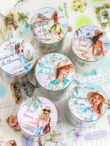 MO CARO 1 Cuộn Băng Nguồn Cung Cấp Sổ Lưu Niệm, Du Lịch Phong Cảnh, Chất Liệu Chống Thấm Nước Thú Cưng, Trang Trí Sổ Tay Khung Ảnh Vỏ Điện Thoại Cốc Nước Rác Tạp Chí Sổ Lưu Niệm Tự Làm - Nhiều màu - Xem 1