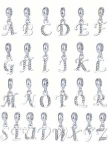 1pc Fashion Zinc Alloy Rhinestone Letter DIY Pendant For Women For DIY Jewelry Making - Silver - View 6