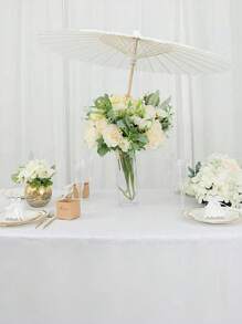 Paraguas de papel blanco (paquete de 1): diseño elegante de papel y bambú con mango con estilo, perfecto para bodas, despedidas de soltera, regalos de fiesta y decoración de mesa