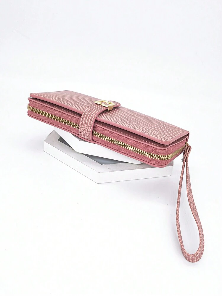 Portafoglio Donna In Pelle PU Con Fantasia Coccodrillo – Mini Portafoglio Con Cerniera E 18 Slot Per Carte