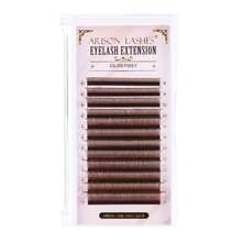ARISON Brown YY Eyelashes Extensions Y-Shape Lashes C/D Curl 8-15mm Mixed Length  Eyelash Volume Fans 0.07mm Thickness 12 Rows Cluster Pre Fanned Wispies Crisscross Eye Lashes  Full Fluffy Volume Look  Hand Woven Natural Soft