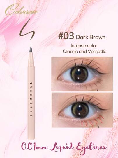 COLORROSE 超细液体眼线笔、眼线笔、下睫毛笔、卧蚕阴影笔、颜色浓烈、墨水流动顺畅、快干、防水防汗、自然深棕色、600mg