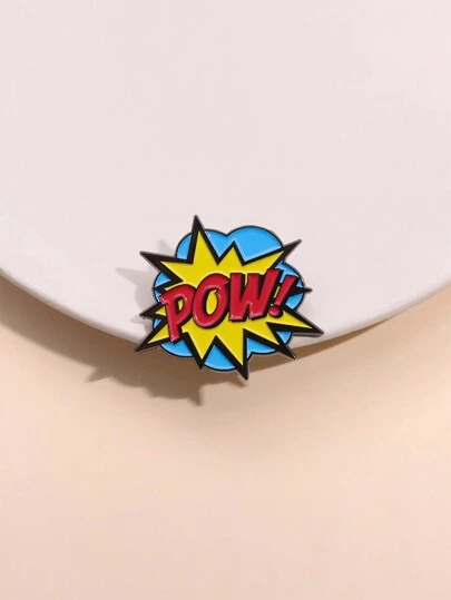 1入卡通風格POW爆炸胸針，創意胸章，適用於日常背包裝飾，男女皆宜