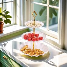 Multi-Layered Birthday Party Dessert Display Stand For Living Room Coffee Table, Household Dried Fruit & Snack Tray, Candy Plate With 3 Layers - White - View 4