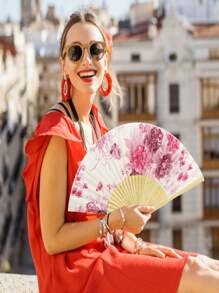 10 Abanicos de Bambu y Papel 100 % Ecológico