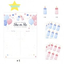 性别揭晓投票棋盘游戏（1 件装）带有粉色和蓝色贴纸 - 性别揭晓派对和 BB 派对的理想补充，保证让所有人享受乐趣！ - 彩色 - 查看 6