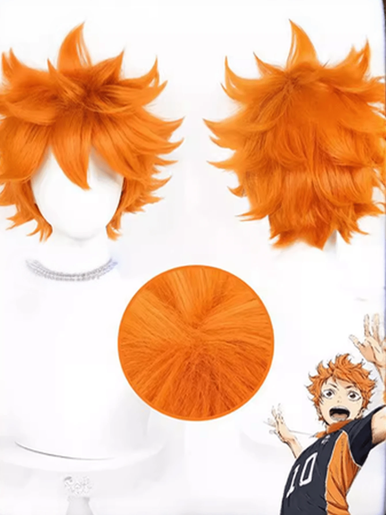 Short Orange Wig For Anime Orange Cosplay Men Orange Wig, Short Layered