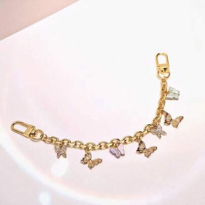 手袋飾品鑰匙扣，Y2K復古風格蝴蝶手袋配飾，1入組