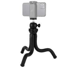 PULUZ Trípode flexible en forma de pulpo mini con soporte de bola, compatible con cámaras DSLR, GoPro, smartphones - Negro - Ver 1