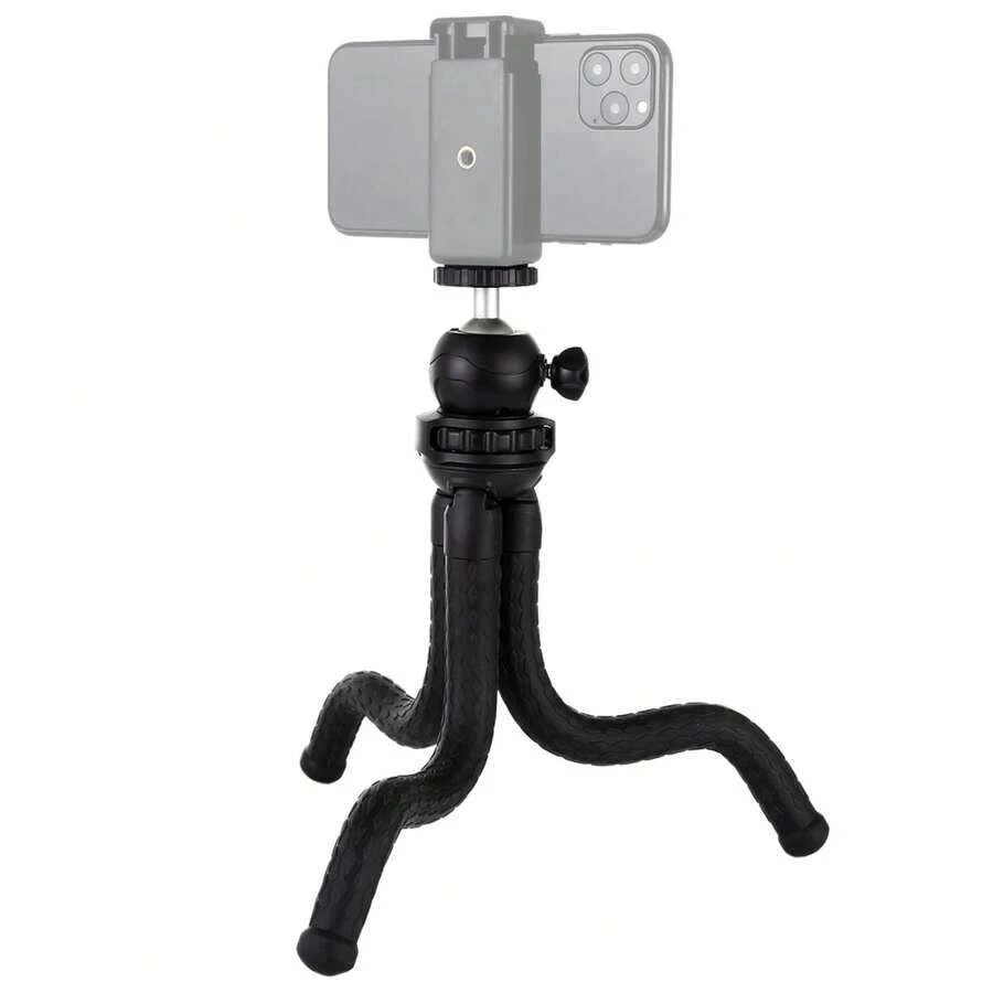 PULUZ Trípode flexible en forma de pulpo mini con soporte de bola, compatible con cámaras DSLR, GoPro, smartphones - Negro - Ver 1