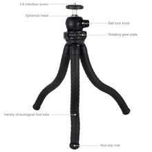 PULUZ Trípode flexible en forma de pulpo mini con soporte de bola, compatible con cámaras DSLR, GoPro, smartphones - Negro - Ver 4