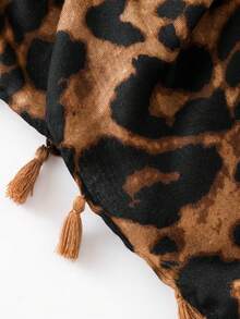 1pcLeopard Print Scarf Tassels Hijab For All Occasions Boho Women Wrap - Multicolor - View 4