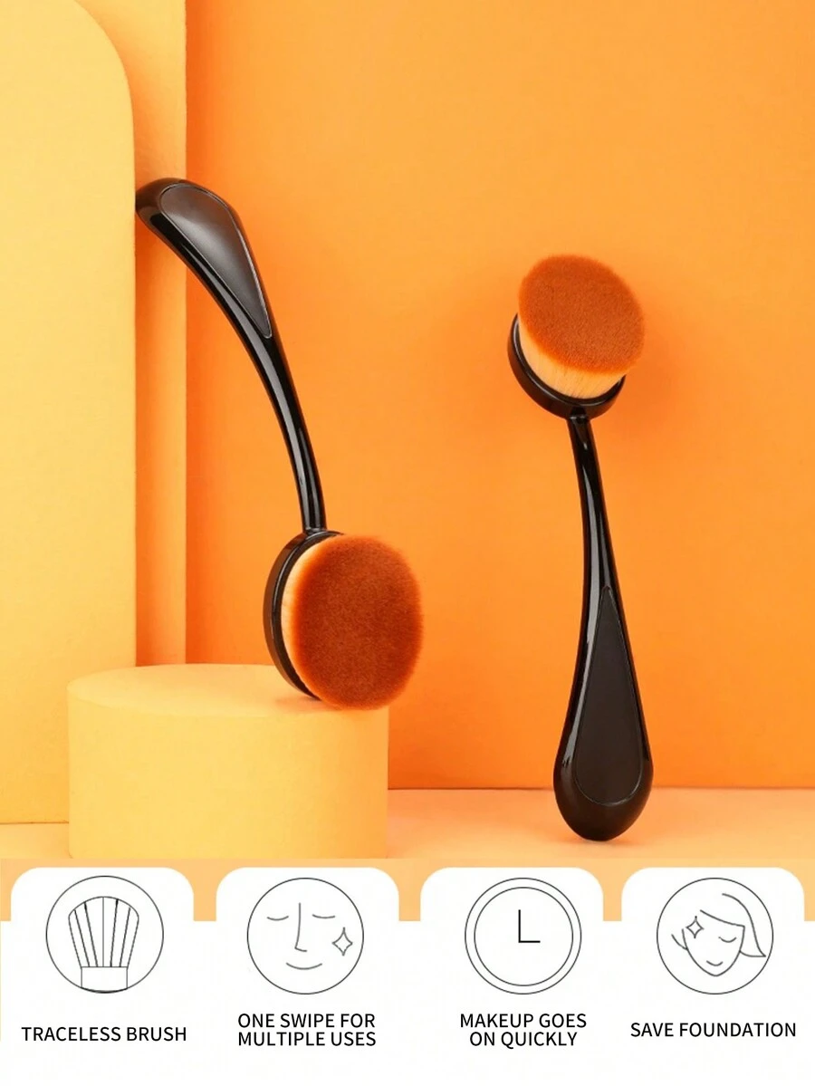 1入裝牙刷形底妝刷，黑色，雙用幹濕兩用，無痕刷，不吸水