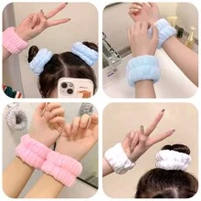 10 muñequeras para lavarse la cara, juego de muñequeras de microfibra para lavarse la cara, muñequeras para maquillaje, evitan que el agua empape los brazos - Multicolor - Ver 5