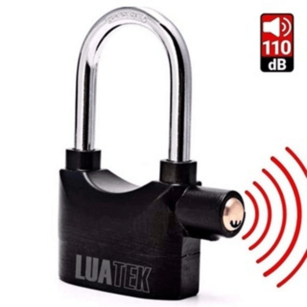 Cadeado Com Alarme Sonoro Cromado A Prova De Água Anti-furto 110db Com 3 Chaves Bateria Para Moto E Bike Casa