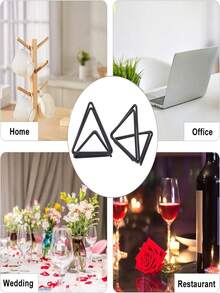 10 piezas Mini sujetapapeles de asiento, sujetapapeles de mesa de metal negro, clip de número de tabla de boda con forma de triángulo, sujetapapeles con forma de corazón y triángulo para tarjetas de mesa, clip de memo de doble corazón, clip de foto creativo, soporte de foto mini negro, perfecto para tarjetas de lugar en bodas, aniversarios y fiestas - Negro - Ver 5