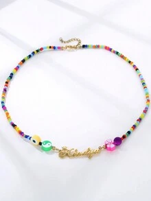 Dây chuyền hạt gạo màu khắc tên cá nhân Dây chuyền vương miện tên tùy chỉnh Mặt dây chuyền bằng gốm mềm Thép không gỉ Vàng Chữ viết tay Mặt dây chuyền thủ công Trang sức ngày lễ Quà tặng độc đáo cho bạn gái Quà tặng Giáng sinh cho mẹ Quà tặng Ngày của Mẹ - Vàng - Xem 3