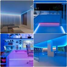 Tira de luz LED de neón flexible para hogar y exterior, 5 metros, cortable, sin fuente de alimentación, ambiente festivo, adecuada para fiestas de cumpleaños, reuniones navideñas, fiestas. - Azul - Ver 7