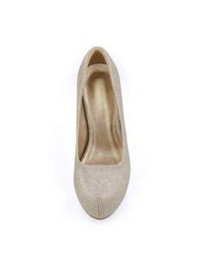 Women Stiletto High Heel Plaform Shine Pumps Elegant Solid Color Gold Dress Shoes For Party Prom Simple Style - Vàng - Xem 6