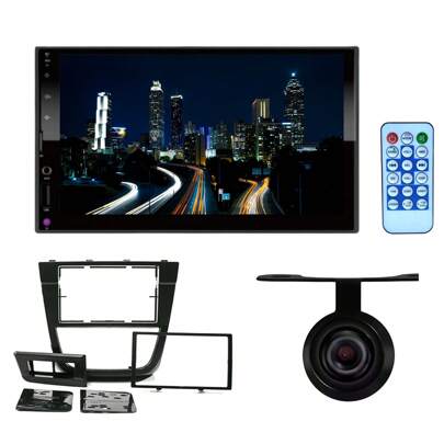 H-TECH Kit Central Multimídia Mp5 2 Din 7 Espelhamento Gol Saveiro Voyage G5 Preto com câmera de ré