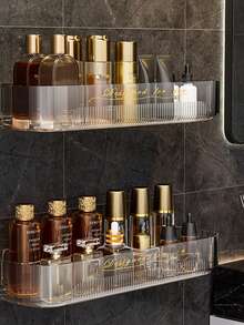 1入浴室收納架，不需鑽孔的化妝品收納組織架，可掛牆，防潮且具排水功能