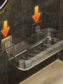 1入浴室收納架，不需鑽孔的化妝品收納組織架，可掛牆，防潮且具排水功能