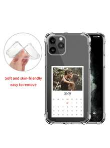 Apple 1pc Personalized Wedding Anniversary Calendar Name Printed Protective Phone Case, Compatible With Various Models Such As IPhone, Compatible With Samsung, Redmi Wedding