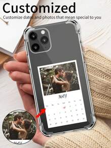 Apple 1pc Personalized Wedding Anniversary Calendar Name Printed Protective Phone Case, Compatible With Various Models Such As IPhone, Compatible With Samsung, Redmi Wedding