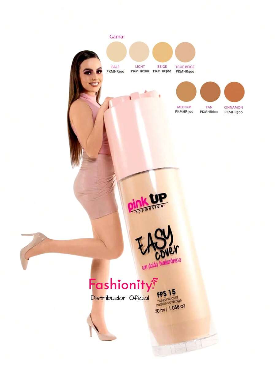 FASHIONITY Makeup Medium Coverage Liquid Foundation SPF 15 | Easy Cover Pink Up - Beige - View 1