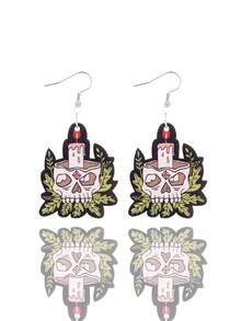 1 cặp Bông tai dangle in hình đầu lâu theo phong cách tiệc tùng vui nhộn Chất liệu acrylic hình bí ngô và đầu lâu dễ thương dành cho phụ nữ, hoàn hảo cho trang sức thu thập Halloween - Nhiều màu - Xem 12