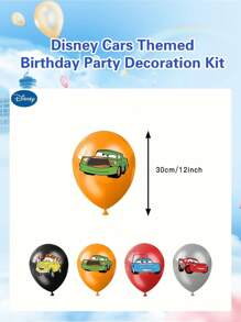 Cars Themed Birthday Party Decorations Kit, 38-Piece Set With Banner, Cake Topper, Cupcake Toppers, And Balloons, Plastic Material. - Multicolor - View 6