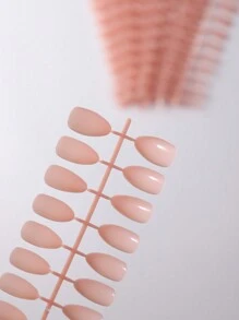 Diy 10 Pink Pink -Pink Strip Of Pure Strip 300 Pieces Of Free Diy Heart Love Nail Painted Stickers, Full Coverage Of Paste Drills, Pressing Press-On Nails , Daily Office Fake Nails Press On Nails Nail Supplies Nails - Baby Pink - View 3