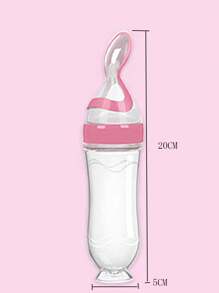 1 件婴儿食物挤压瓶，带勺硅胶婴儿奶瓶，儿童辅食喂食器，适用于果泥，男女通用粉色/蓝色 - 粉色 - 查看 2