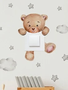 1入組卡通熊、長頸鹿、星星、大象、雲朵開關貼紙，適用於臥室客廳裝飾、廚房、廚具、食品、烹飪、露營、度假、海灘、房間裝飾、收納、派對和旅行。 - 彩色 - 查看 7