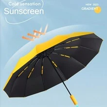 72 Knochen super starker windfester automatischer Sonnenschirm für Männer Frauen, großer regenfester sonnenschutz UV-Schutz Faltsonnenschirm (Gelb) Sommerkühlende, Strand, Reise