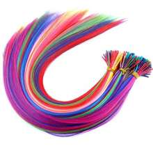 50 Strands/Pack Synthetic Hair Dye Rainbow Wig Extensions Colored Kanekalon I-Tip Keratin Fusion For Hair Extension Strands Of Hair Pieces With Hair Rings