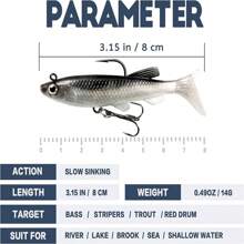 Fishing Lures For Bass, Fishing Jig Head Swim Shad Lure, Soft Plastic Swimbaits With Paddle Tail, Trout Bass Sinking Baits Kit For Saltwater/Freshwater, Fishing Gear And Fishing Gifts - Multicolor - View 5