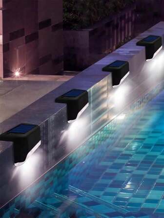 4/8/16 件户外太阳能甲板台阶灯 Ip65 防水壁灯彩灯/白光/暖光户外装饰氛围景观灯适用于楼梯台阶栅栏游泳池庭院露台路径灯走廊阳台花园装饰安全灯。