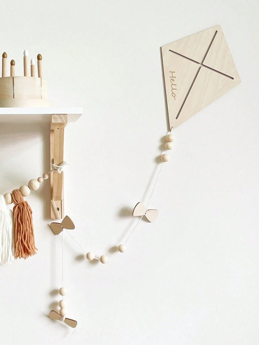 1pc Nordic Style Hot-Selling Wooden Kite Wall Sticker Decoration For Children Room Creative Home Decor - Khaki - View 1