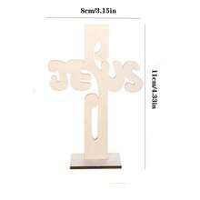 1pc Wooden Cross Craft Decoration DIY Ornament For Baptism, Table And Home Decor - Wood Color - View 6