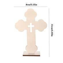 1pc Wooden Cross Craft Decoration DIY Ornament For Baptism, Table And Home Decor - Wood Color - View 2