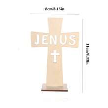 1pc Wooden Cross Craft Decoration DIY Ornament For Baptism, Table And Home Decor - Wood Color - View 4