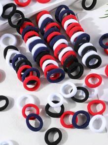 100pcs Girls' Simple Colorful 0.8 Inch Diameter Finger Sized Hair Ties, Cute Seamless Ponytail Holders For Daily Use
