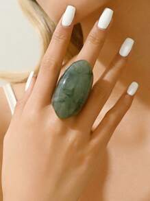 1 Stück modischer und atmosphärischer bohemian imitierter Jade-Ring aus natürlichem grünem Harz im Retro-Stil, geeignet für Frauen als Geschenk, um Liebe zur Mutter an Feiertagen wie Valentinstag, Muttertag usw. auszudrücken