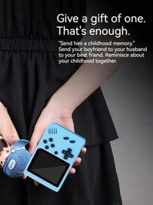 1pc Handheld Game Console  New Retro Game Handheld  Containing 400 Games  Nostalgic Classic Old-Fashioned Game Console Portable Mini Double-Player Small Game Console  Can Be Connected To TV  Teen Memory Birthday Gift - Baby Blue - View 4
