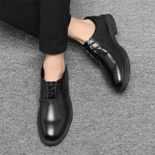 Four-Season Black Dress Shoes - Korean Business Formal & Casual Dress Shoes For Men, British Style Wedding Or Leisure - Black - View 8