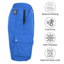 2-Pack Men's Moisture Wicking Performance Quick Dry Cargo Shorts - 黑色和皇家色 - 查看 6