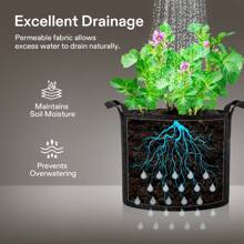 VIVOSUN 5-Pack Grow Bags, 300g Thickened Non-Woven Fabric Heavy Duty Garden Planting Pots With Handles, For Vegetables, Flowers And Fruits, Indoor Outdoor Growing, Black