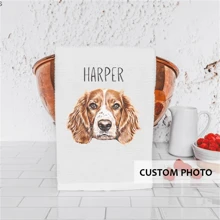 1 stuks aangepaste handdoek met behulp van huisdierfoto + huisdiernaam Gepersonaliseerde kattenkeukenhanddoeken Aangepaste hondenschotelhanddoeken Aangepaste hondenhanddoek Aangepaste kattenhanddoek 16 "X 24"