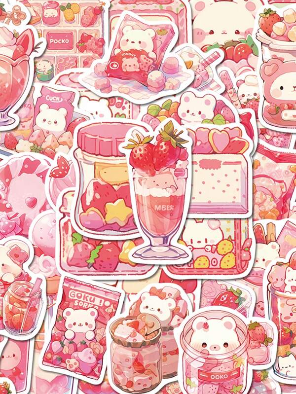 50 pezzi Adesivi cartoni animati Graffiti Rosa Snack Personalizzati Per La Decorazione, Chitarra Notebook Bagaglio Adesivi Impermeabili Fai Da Te Per Laptop Ipad